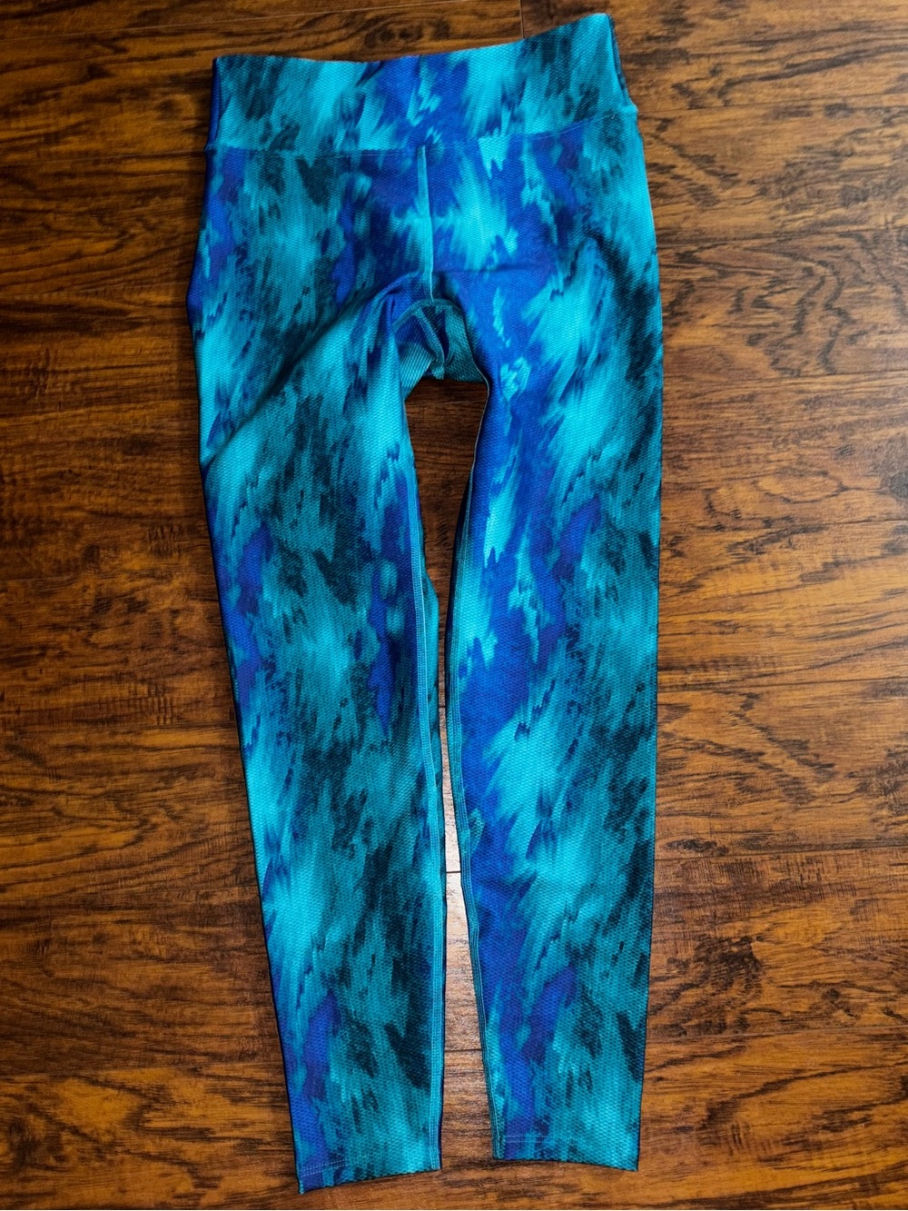Heroine Sport Leggings Teal Blue Purple Abstract Tie-Dye Active Workout Tights